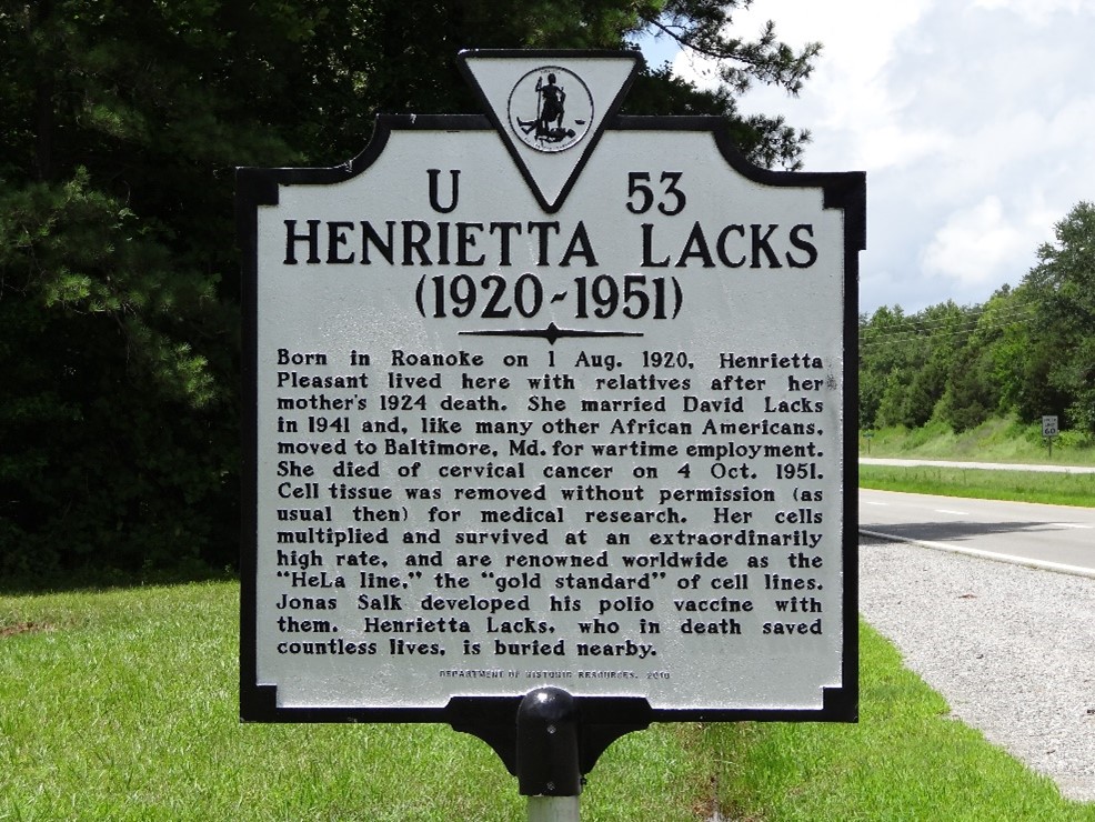 Sign commemorating Henrietta Lacks